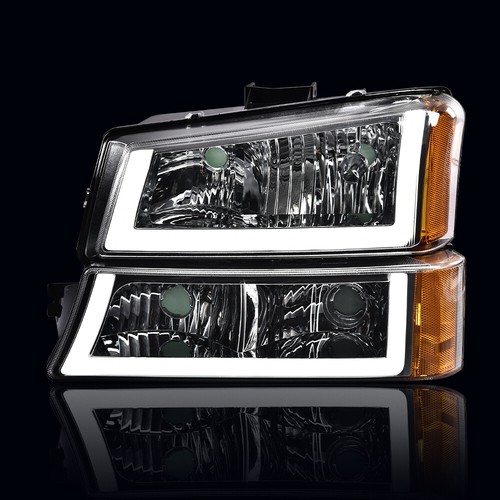 AMBER CORNER CHROME HOUSING HEADLIGHTS LAMP LED DRL FIT FOR 2003-2006 SILVERADO - Picture 8 of 12