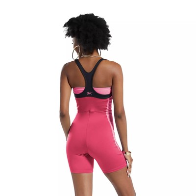 Reebok Leotard Cardi B Bodywear 2 in 1 Bodysuit Size L Aerobics Workout PINK NEW