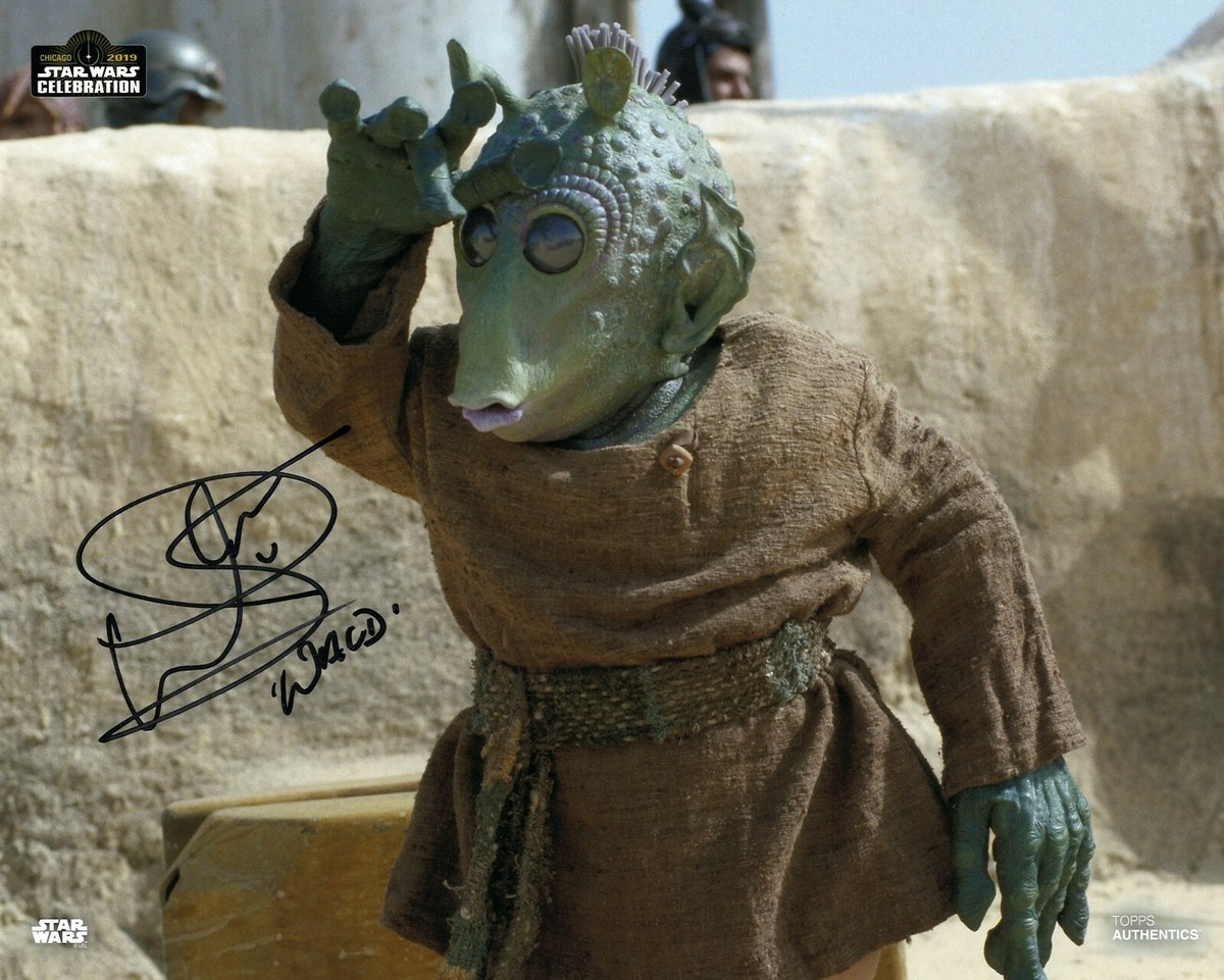 Star Wars- Warwick Davis signed Wald topps authentics 8x10 photo