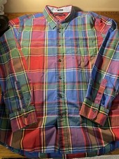 Men's Tommy Hilfiger plaid long slv button shirt, XL, slim fit green/red/blue