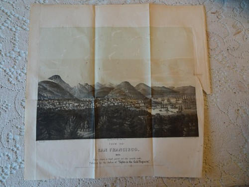 1850 View of San Francisco ANTIQUE COLOR LITHOGRAPH 14" x 14" ALL Original - Picture 8 of 12