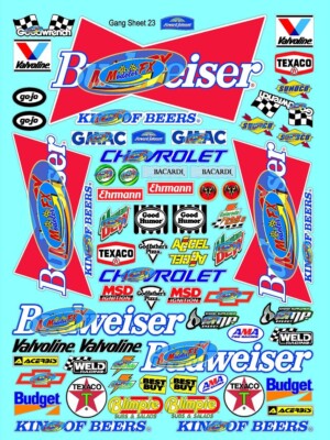 White Vinyl Sticker Sheet 23 bud-R/C MODEL Decal fits 1/24-1/16 Scale CUT weiser