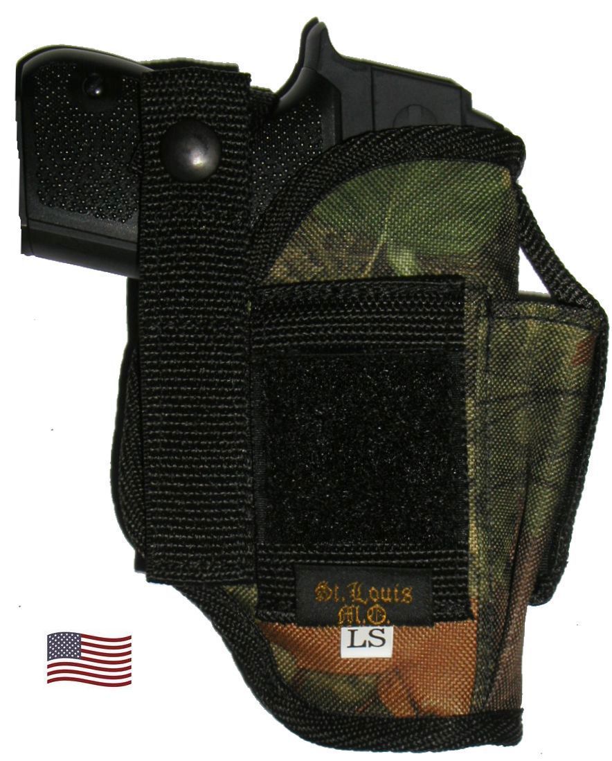 USA Made RealTree Camo Belt Holster 9mm Ruger  SR9C W Mag pouch