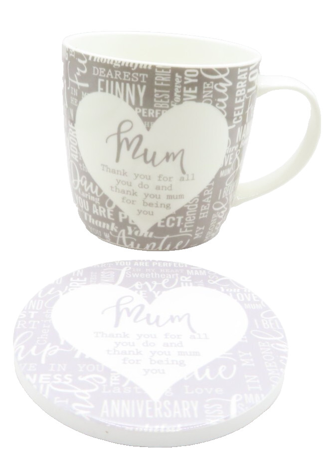 Mum Mug & Coaster Set  8.3 CM Microwave & Dishwasher Proof Gift Home Decor
