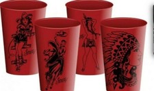 Set Of 4 x Sailor Jerry Rum Limited Edition Plastic Drinking Cups Brand New 