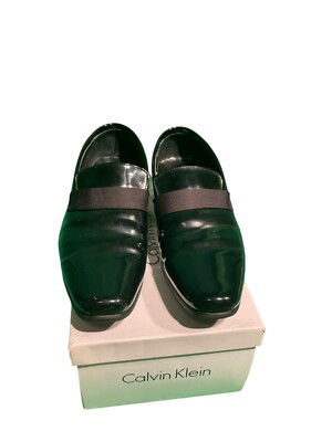 calvin klein bernard formal dress shoe Calvin Klein Patent Leather Loafer Men's Bernard Size 9W Black Dress Shoes
