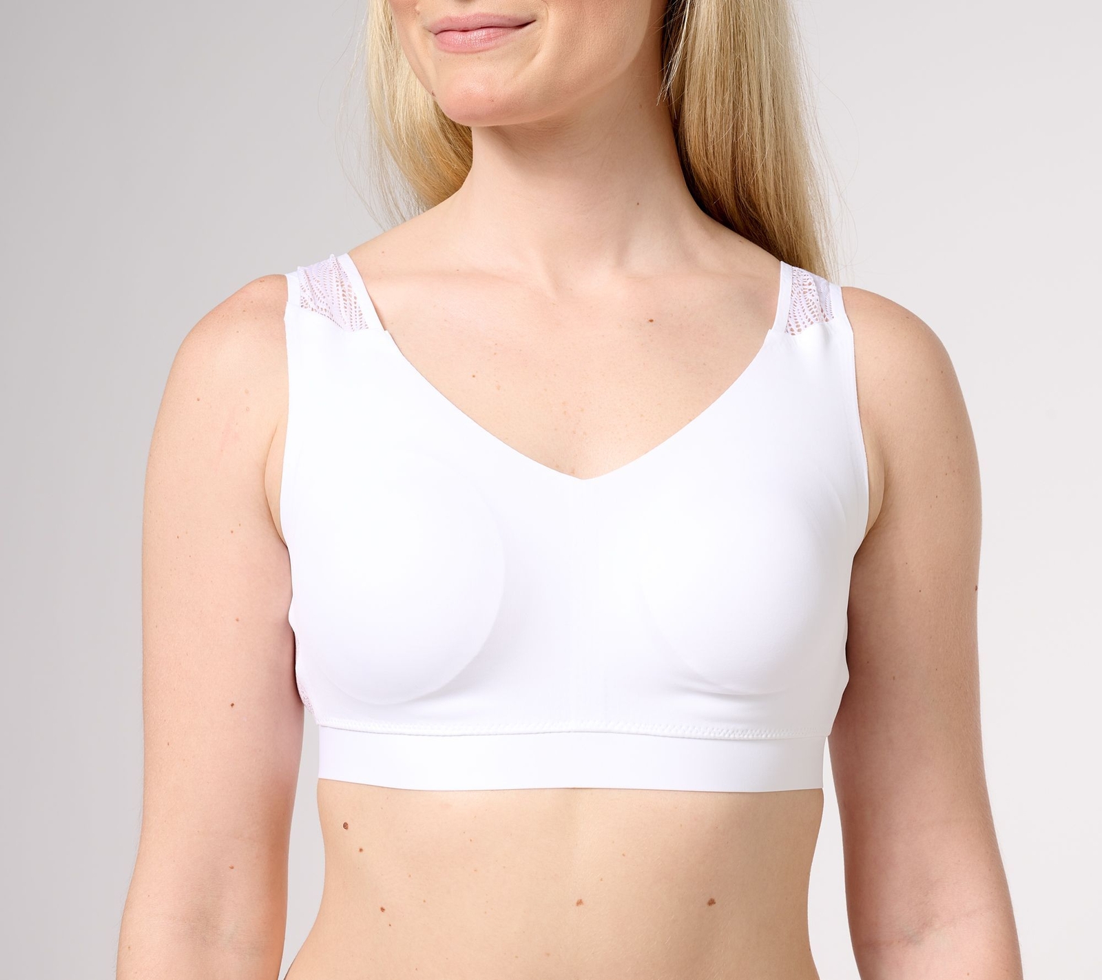 Breezies Lightly Padded Bra Lace Back Women's Sz M White