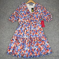 Lauren Ralph Lauren Floral Crinkled Georgette Dress Polyester Ruffle Womens 10