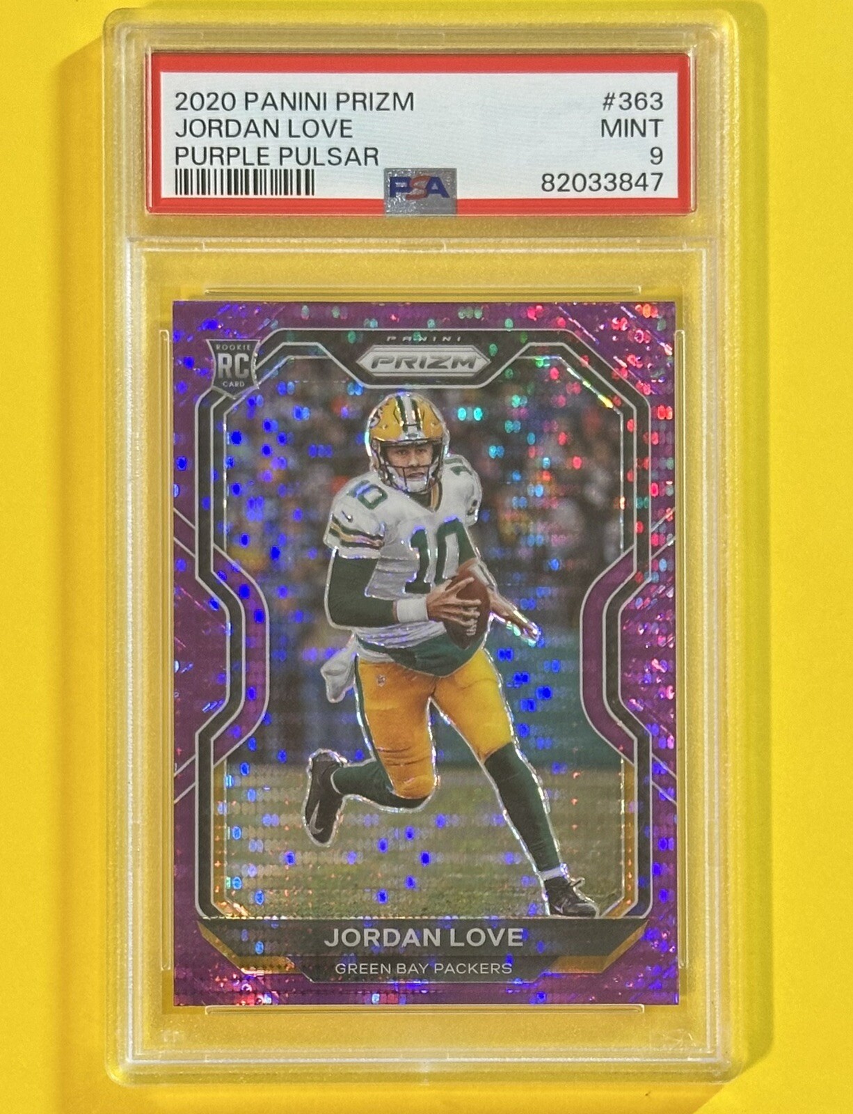 2020 Panini Prizm Jordan Love Purple Pulsar #363 Rookie RC PSA 9 Mint