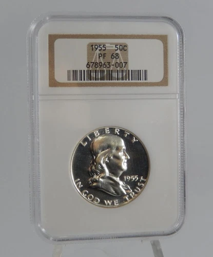 1955 Silver Proof Franklin Half Dollar NGC PF 68 50C Coin SL104