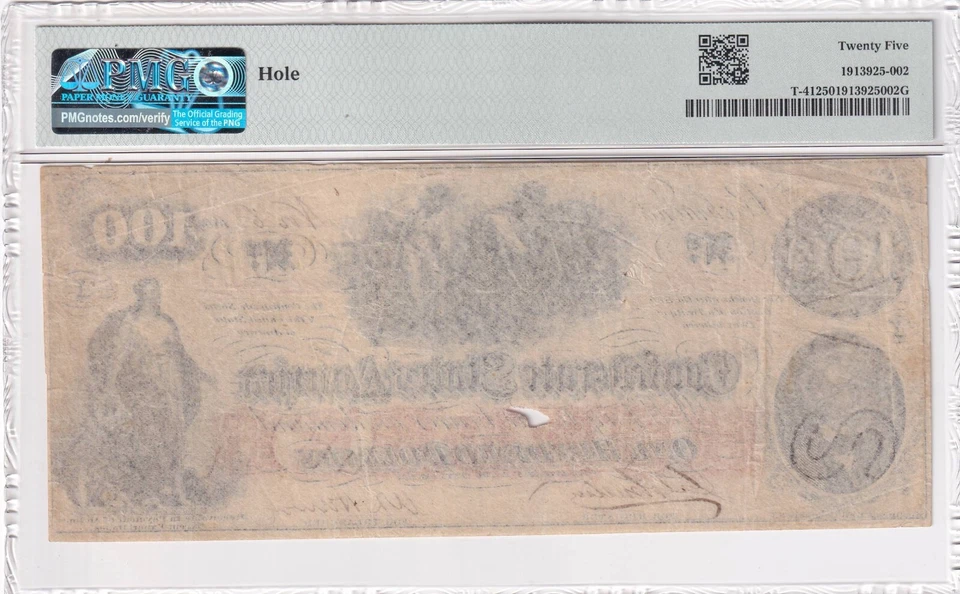 Confederate States Of America, 100 Dollars, 1862-63, VF, T-41 - Image 2 of 2