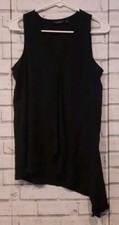 Apt. 9 Womens Size S Sleeveless Tank Top Camisole Black Pleated Aysmmetrical Hem