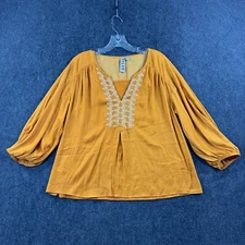 Dolan Anthropologie Blouse Women's Medium Mustard Yellow Relaxed Balloon