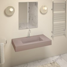 LAVABO TOP SOSPESO VASCA INTEGRATA TROPPO PIENO 100X50 MARMORESINA HEAVY TORTORA