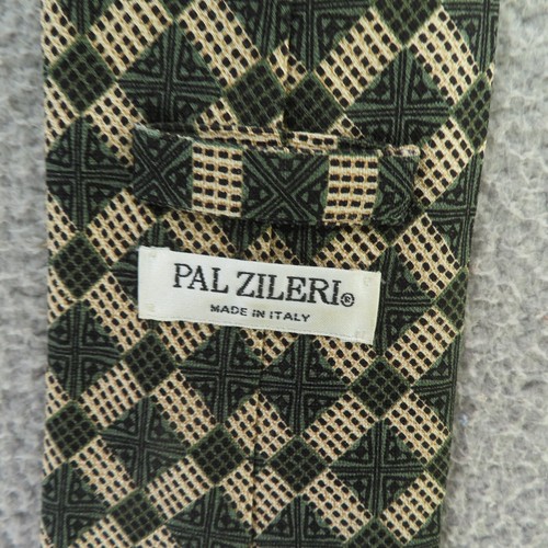 Paul Zileri Mens Neck Tie Silk Green Yellow Check 4" 58" Long Italy - Picture 6 of 8