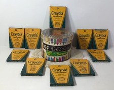 Vintage Crayola Crayons  United Crayons 50  s-60  s 10 Boxes  Big Tub With Sharp