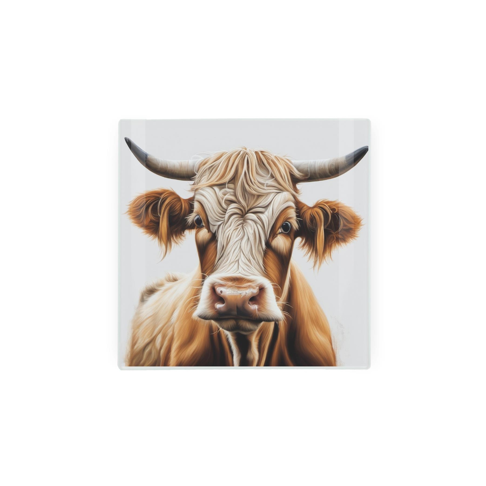 Highland Cow Glass Hot Pot Stand - Trivet Heat Resistant Pot Holder 20cm x 20cm