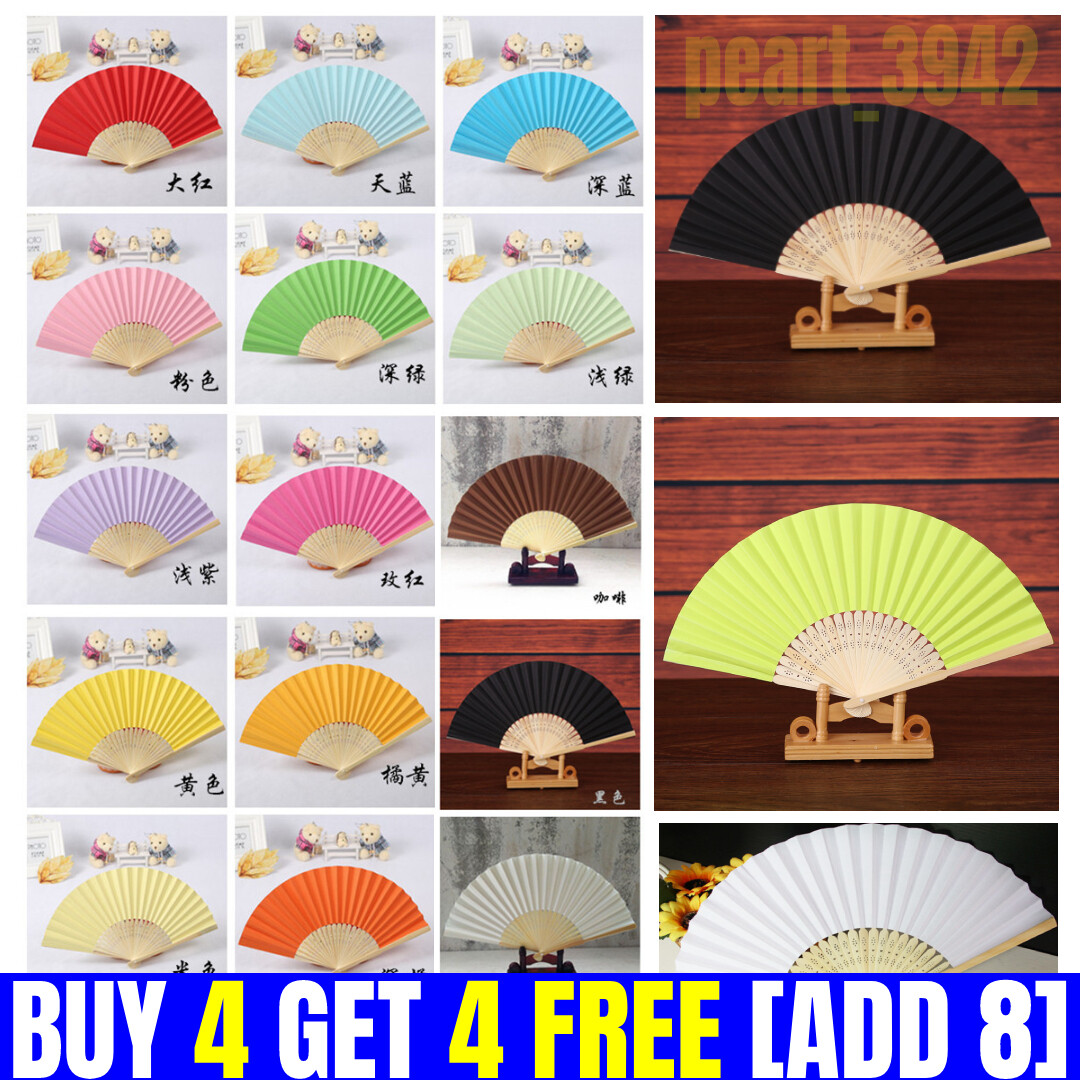 Folding Bamboo Hand Held Fan Art Dance Party Wedding Fancy Dress