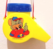 1995 Chuck E. Cheese Showbiz Pizza Time Whistle Shaped Water Bottle Vtg HTF