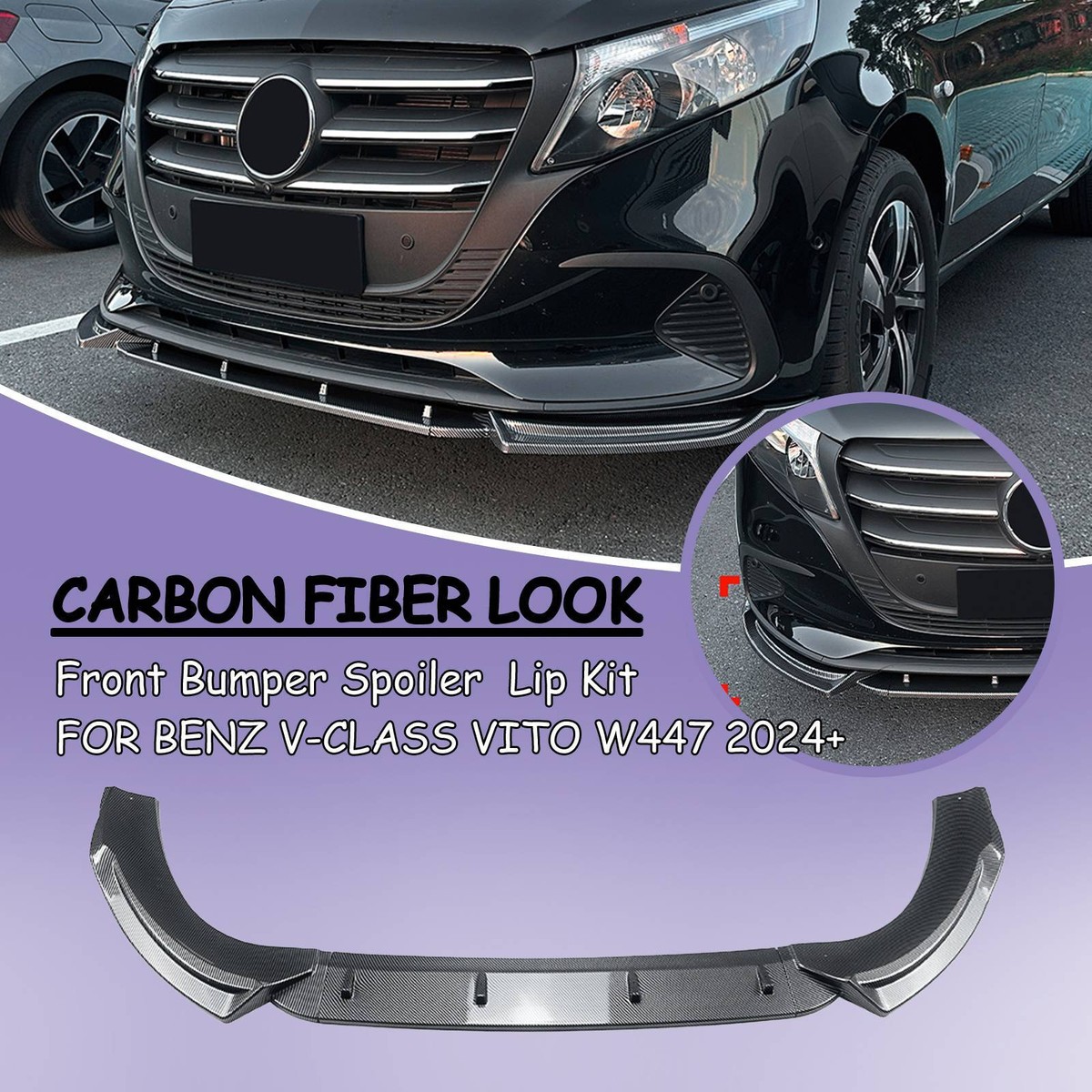 W447出品 2024-2025 Fit For Benz V Class W447 Front Bumper Lip Spoiler