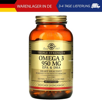 Solgar, Omega-3, EPA und DHA, dreifache Stärke, 950 mg, 100 Weichkapseln