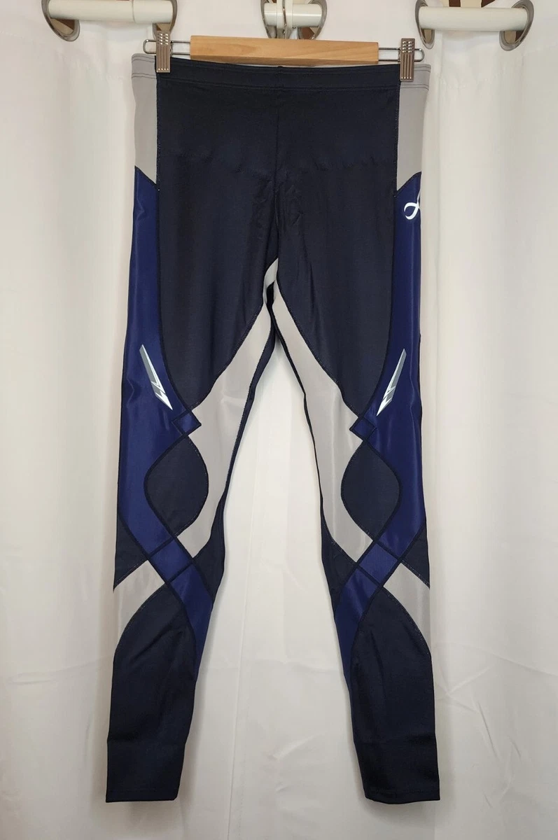 CW-X Men's M Stabilyx Compression Running Tights Navy, Blue & Gray