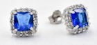 GENUINE 2.46 Cts BLUE & WHITE SAPPHIRE STUD EARRINGS .925 Silver - NEW WITH TAG — photo 4