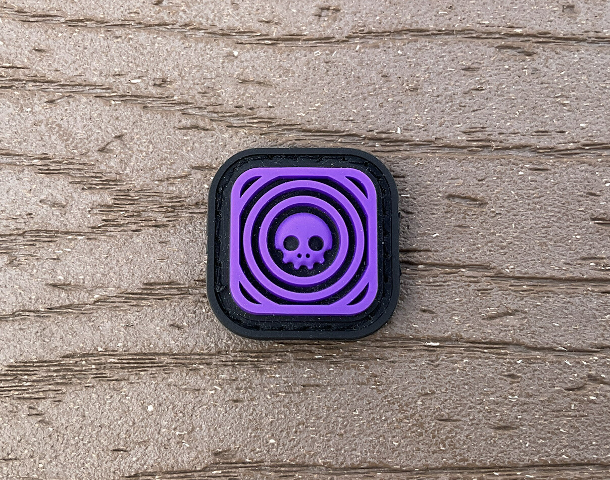 Playge Hypno Skall PVC Ranger Eye Pouch Patch Purple On Black 1” RE Koch Tools