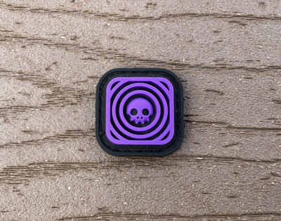 Playge Hypno Skall PVC Ranger Eye Pouch Patch Purple On Black 1” RE Koch Tools