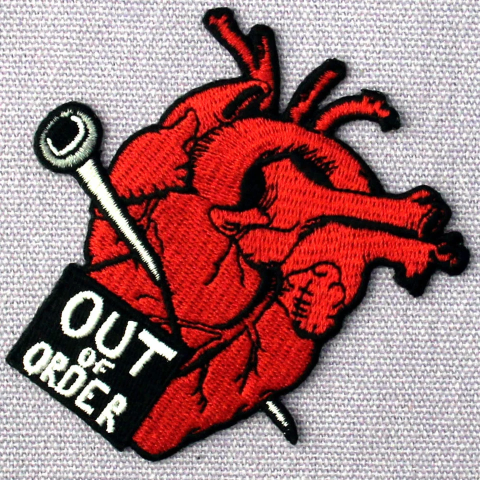Embroidered Iron Sew On Patches transfers Appliques Badge Heart Out Of Order 642 - Image 4 of 4