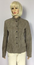 Vtg Michael Kors Beige Black Print Suede Jacket Luxury Designer S