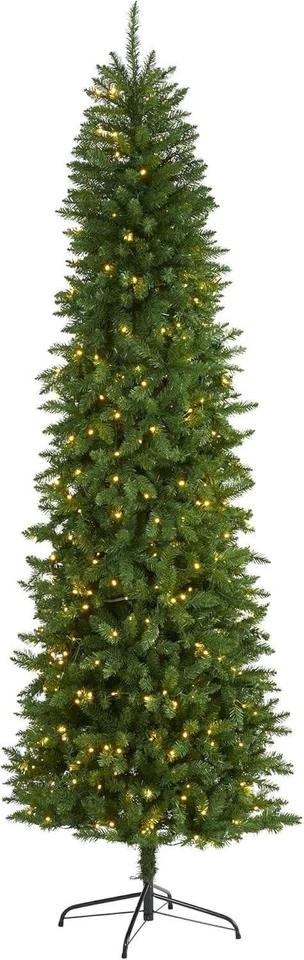 Nearly Natural 8ft. Slim Green Mountain Pine Artificial Christmas Tree 400 Light - Image 2 of 4