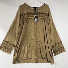 NWT Lane Bryant Women  s Size 26/28 Brown Tunic Shirt Sweater Tie Neck Acrylic