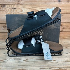 Chaco Sandals Mens Size UK 9 Lowdown Black Brown Leather Outdoor Slides Shoes