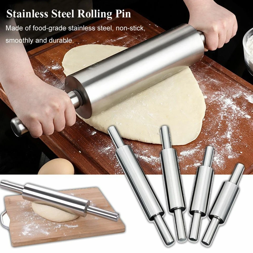 Stainless Rolling Pin Non-stick Pastry Dough Roller Baking Kitchen Tools - Image 2 of 4