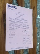 RARE TOWER AIR AIRLINES AIR TRAFFIC CONFERENCE DOCUMENT +LETTER ! TRAVEL AGENT !