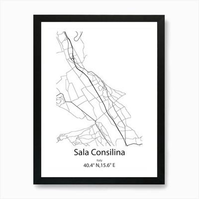 Sala, Schweden minimalistische Karte Kunstdruck gerahmtes Wandbild Poster Leinwanddruck Bild