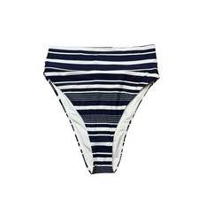 NEW Aerie High Cut Cheeky Bikini Bottom Women M Blue White Stripe Nautical