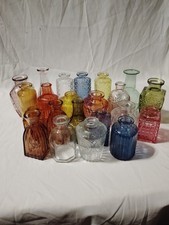 Lot of 18 Colored Glass Bud Vases Bulk Vintage Style...
