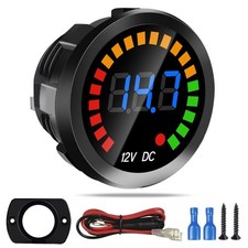 Waterproof DC 12V Voltage Meter, LED Digital Display Voltmeter Gauge Panel, R...