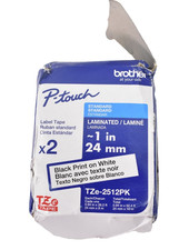 Brother P-Touch TZe-251 Black Print On White Label Tape Laminated Standard 1"