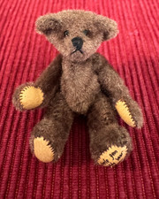 Little Gem Miniature Jointed Brown Teddy Bear 2" H in 1994