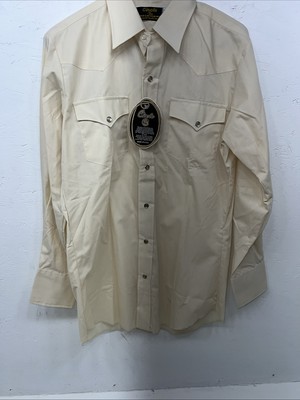 New Men s Yellow Circle S Pearl Snap Long Sleeve Shirt 15x32 M P-33