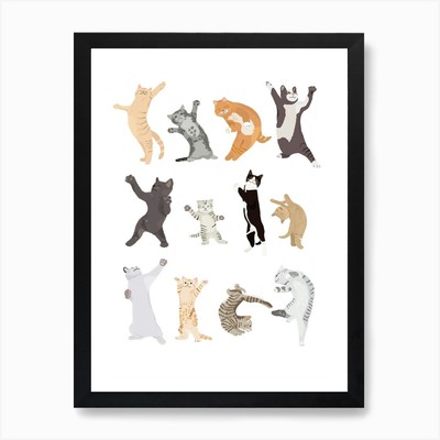 Tanzende Katzen Kunstdruck gerahmt Wandbild Poster Leinwanddruck Bild
