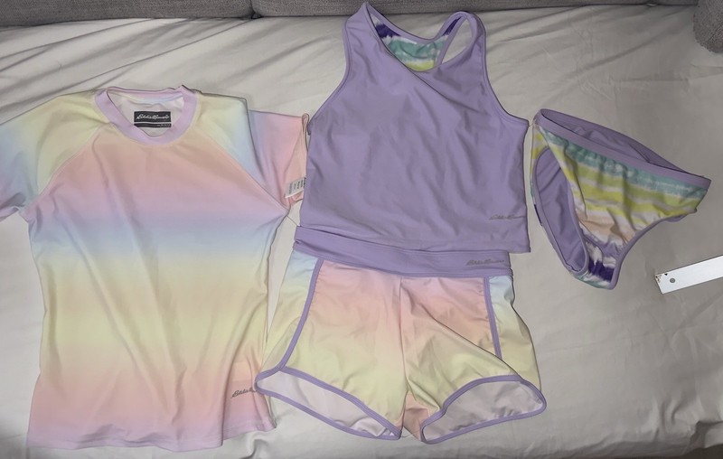 Eddie Bauer Girl's Swimwear Reversible Set Size Large 10/12 NWT