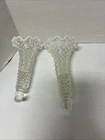 Fenton White Opalescent Moonstone Hobnail Glass Horn Epergne. Lot 2 Replacement