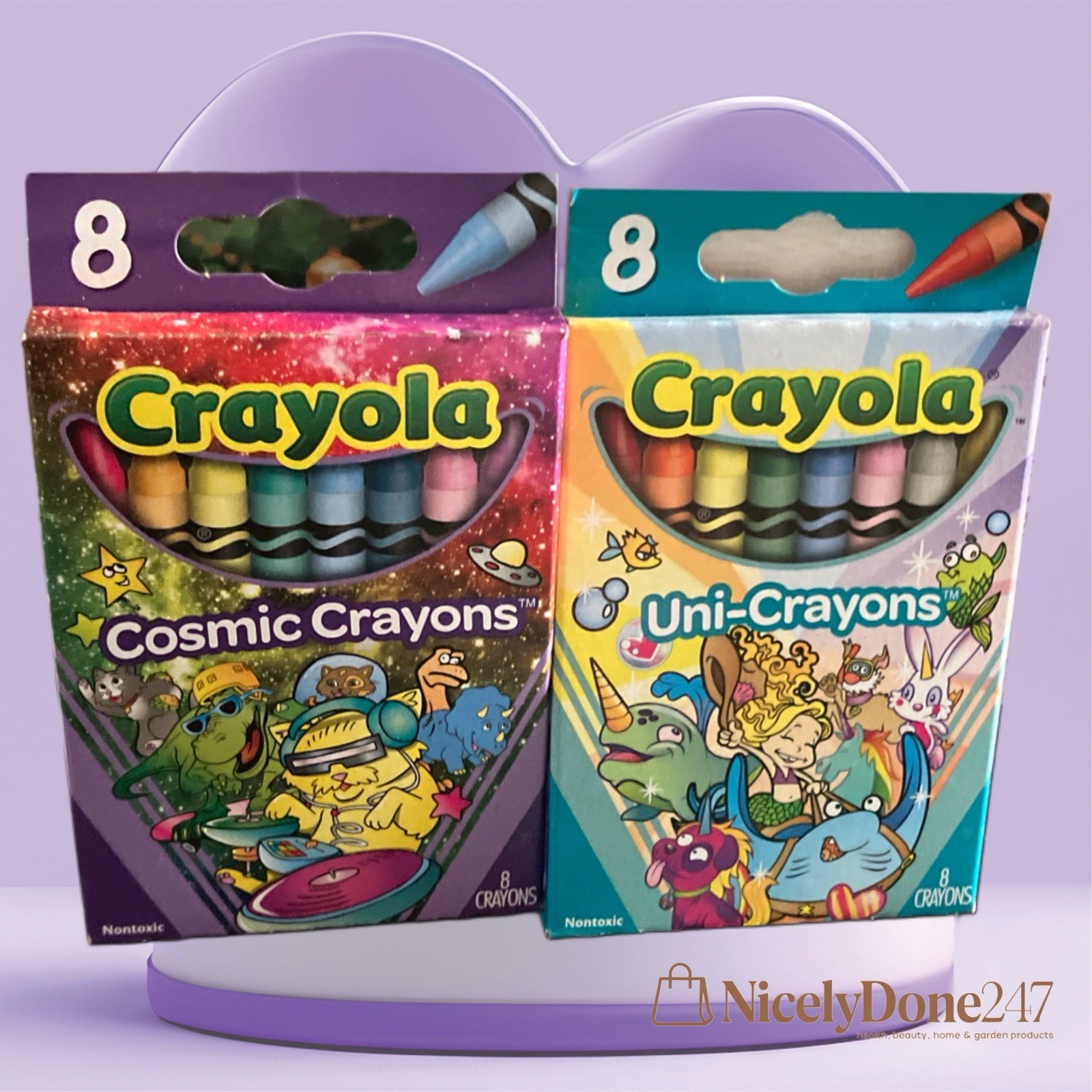 Crayola Cosmic Crayons + Uni-Crayons 8 CT packs X2 Rare HTF