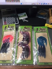3 PKGS ORIGINAL MISTER TWISTER CURLY TAIL WORMS NIPS MINDEN, LA. USA