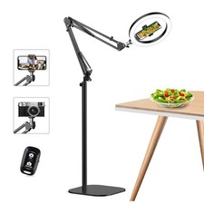 10" Ring Light Tripod for iPhone Overhead Phone Mount Holder, Flexible Ring L...