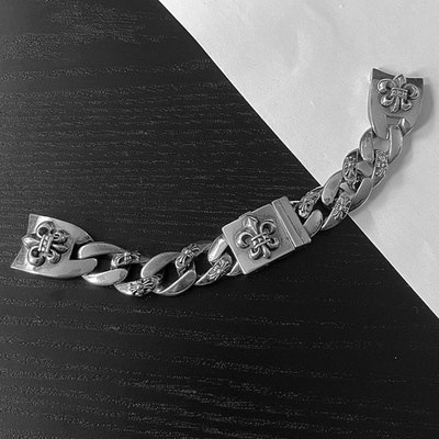 Chrome Hearts Style Watch Bracelet Strap Vintage Silver Goth Bracelet